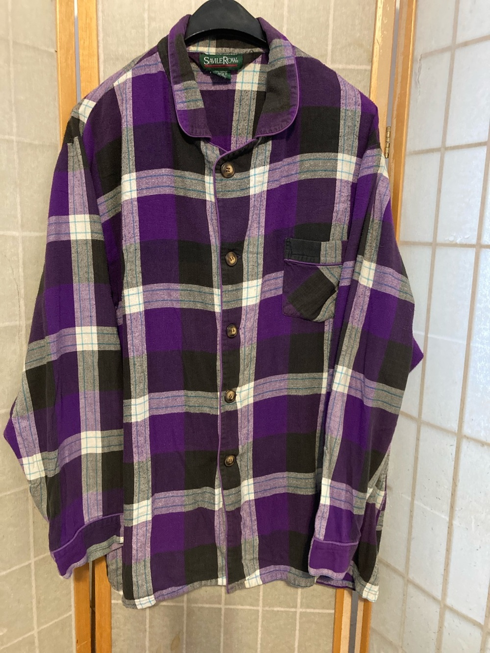Purple Plaid Men’s Button-Up PJ shirt